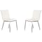 Armen Living Cafe Brushed Stainless Steel Dining Chair in White Faux Leather with Walnut Back, PK2 LCCACHWHB201 - alternate 1